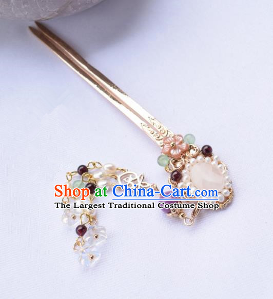 Chinese Ancient Princess Pearls Tassel Hairpins Traditional Hanfu Hair Accessories for Women