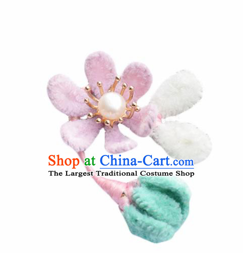 Chinese Ancient Princess Velvet Flowers Hair Stick Hairpins Traditional Hanfu Hair Accessories for Women