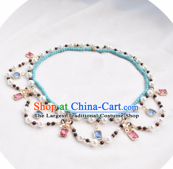 Handmade Chinese Hanfu Crystal Necklace Traditional Ancient Princess Necklet Accessories for Women