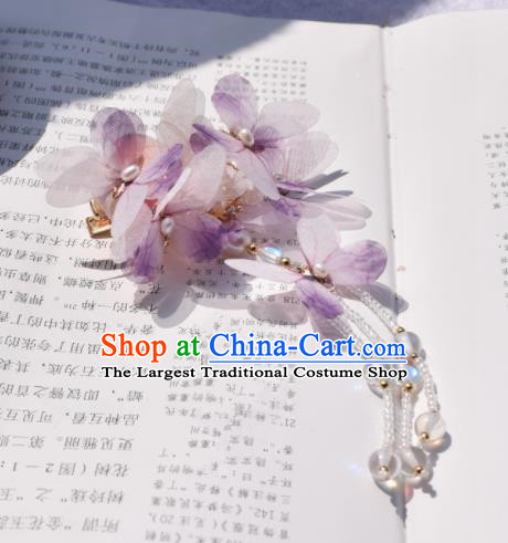 Chinese Ancient Princess Palace Purple Butterfly Hair Claw Hairpins Traditional Handmade Hanfu Hair Accessories for Women