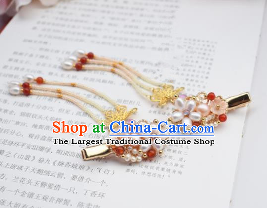 Chinese Ancient Princess Palace Pearls Hair Claws Hairpins Traditional Handmade Hanfu Hair Accessories for Women