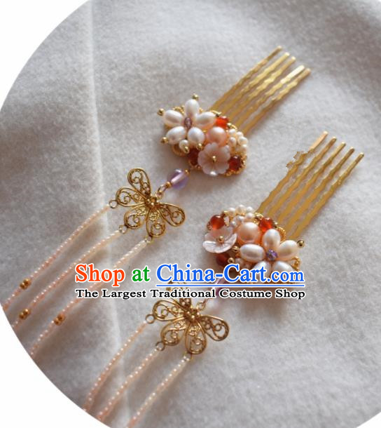 Chinese Ancient Princess Palace Hair Combs Hairpins Traditional Handmade Hanfu Hair Accessories for Women