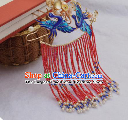 Chinese Ancient Princess Cloisonne Cranes Hairpins Traditional Handmade Hanfu Hair Accessories for Women