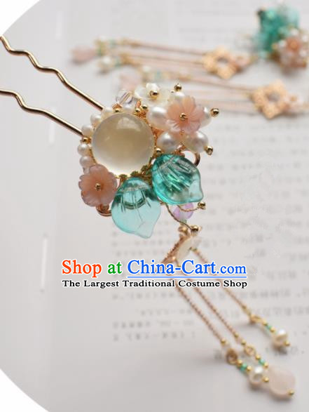 Chinese Ancient Palace Opal Hair Clip Princess Hairpins Traditional Handmade Hanfu Hair Accessories for Women