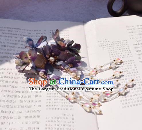Chinese Ancient Princess Palace Purple Flowers Hair Claw Hairpins Traditional Handmade Hanfu Hair Accessories for Women