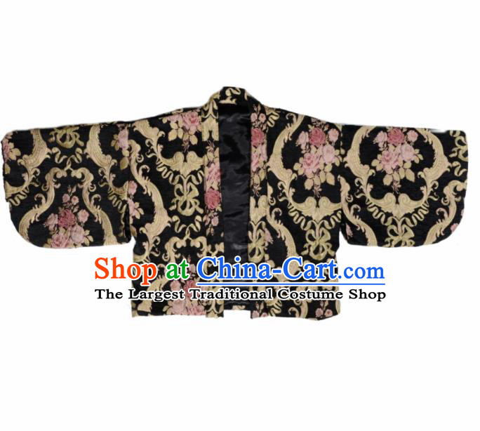 Japanese Handmade Kimono Black Embroidered Haori Costume Japan Traditional Jacket for Women