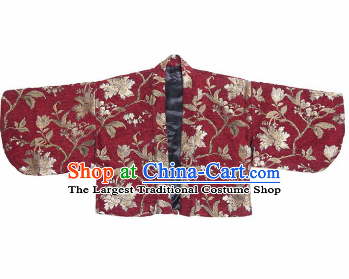 Japanese Handmade Kimono Embroidered Red Haori Costume Japan Traditional Jacket for Women