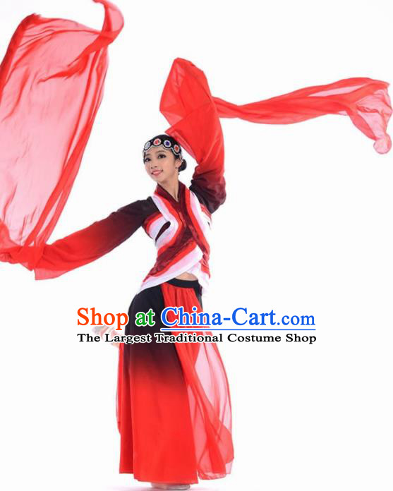 Chinese Classical Dance Beijing Opera Red Dress Traditional Umbrella Dance Stage Performance Costume for Women