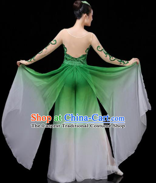 Traditional Chinese Classical Dance Group Dance Green Dress Umbrella Dance Stage Performance Costume for Women
