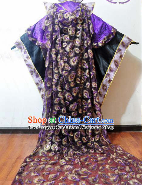 Traditional Chinese Cosplay Swordsman Purple Hanfu Clothing Ancient Prince Embroidered Costume for Men