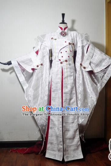 Traditional Chinese Cosplay Taoist Nun White Hanfu Dress Ancient Swordswoman Embroidered Costume for Women