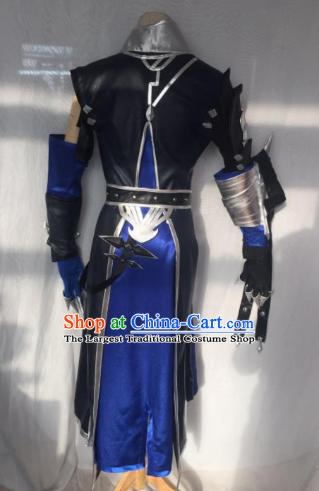 Traditional Chinese Cosplay Kawaler Royalblue Hanfu Clothing Ancient Swordsman Embroidered Costume for Men
