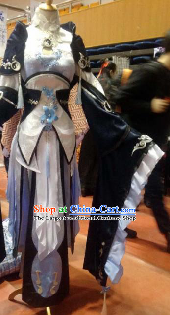 Traditional Chinese Cosplay Swordswoman Hanfu Dress Ancient Taoist Nun Embroidered Costume for Women