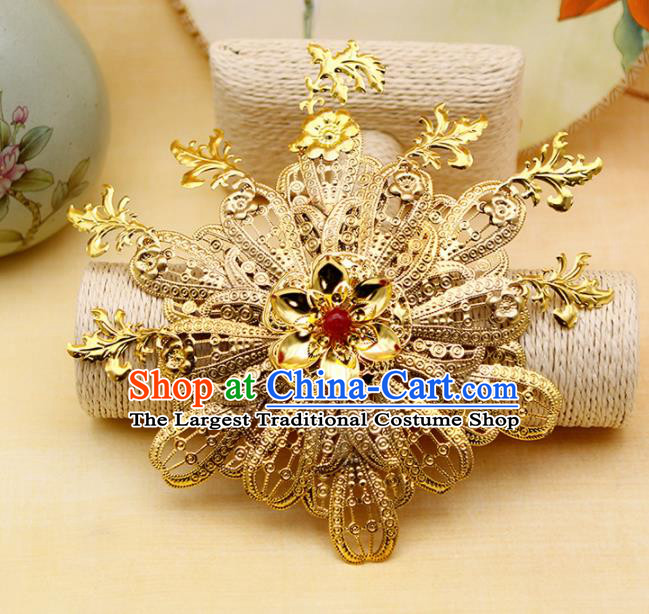 Traditional Chinese Handmade Hairpins Golden Hair Claw Ancient Qing Dynasty Princess Hair Accessories for Women