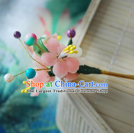 Handmade Chinese Ancient Princess Peach Blossom Hairpins Hair Clip Headwear Hair Accessories for Women