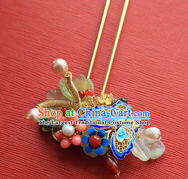 Chinese Handmade Hanfu Blueing Butterfly Hairpins Traditional Ancient Princess Hair Accessories for Women
