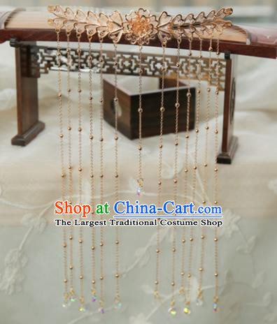 Chinese Handmade Hanfu Golden Hairpins Tassel Step Shake Traditional Ancient Princess Hair Accessories for Women