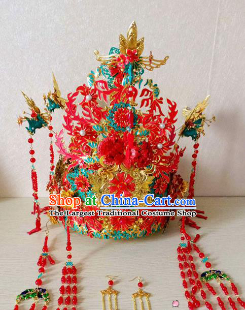 Chinese Handmade Hanfu Wedding Phoenix Coronet Hairpins Traditional Ancient Princess Hair Accessories for Women