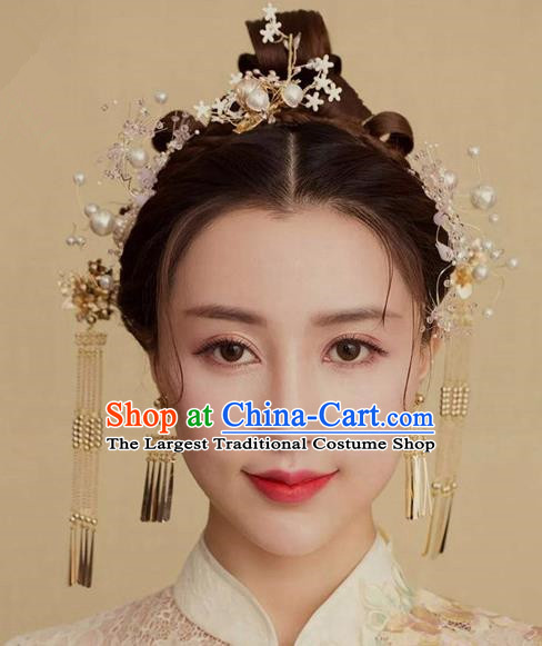 Traditional Chinese Wedding Handmade Hanfu Hairpins Ancient Tang Dynasty Imperial Consort Hair Accessories for Women