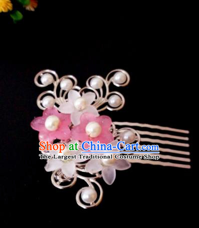Chinese Handmade Hanfu Palace Flowers Hair Comb Hairpins Traditional Ancient Princess Hair Accessories for Women