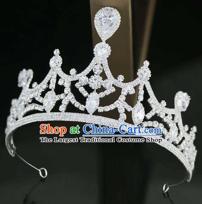 Top Grade Handmade Baroque Princess Crystal Royal Crown Wedding Bride Hair Accessories for Women