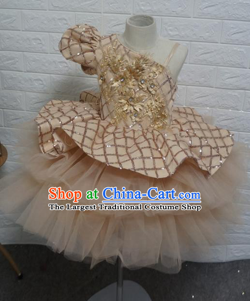 Top Grade Stage Show Dance Champagne Bubble Full Dress Catwalks Court Princess Costume for Kids
