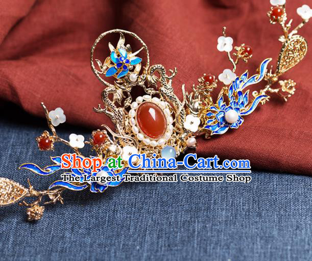 Chinese Handmade Phoenix Hair Crown Hairpins Ancient Princess Hair Accessories Headwear for Women
