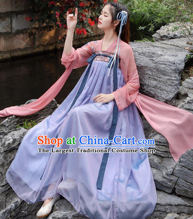 Chinese Traditional Tang Dynasty Princess Historical Costume Ancient Peri Hanfu Dress for Women