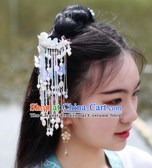 Chinese Handmade Hanfu Hair Crown Tassel Hairpins Ancient Princess Hair Accessories Headwear for Women