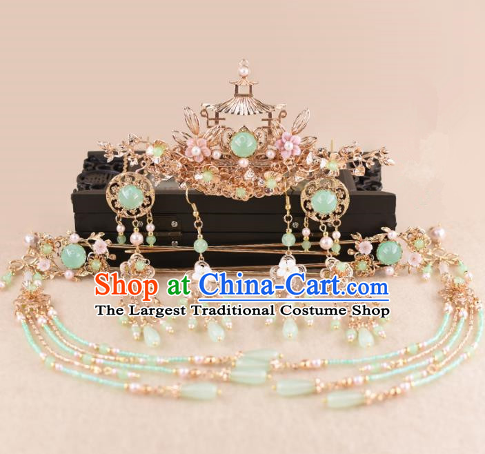 Chinese Handmade Palace Phoenix Coronet Hairpins Ancient Hanfu Princess Hair Accessories Headwear for Women