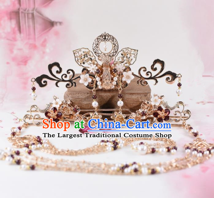 Chinese Handmade Palace Hair Crown Hairpins Ancient Princess Hanfu Hair Accessories Headwear for Women