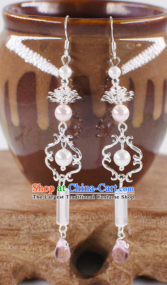 Handmade Chinese Classical Aventurine Earrings Ancient Palace Hanfu Ear Accessories for Women