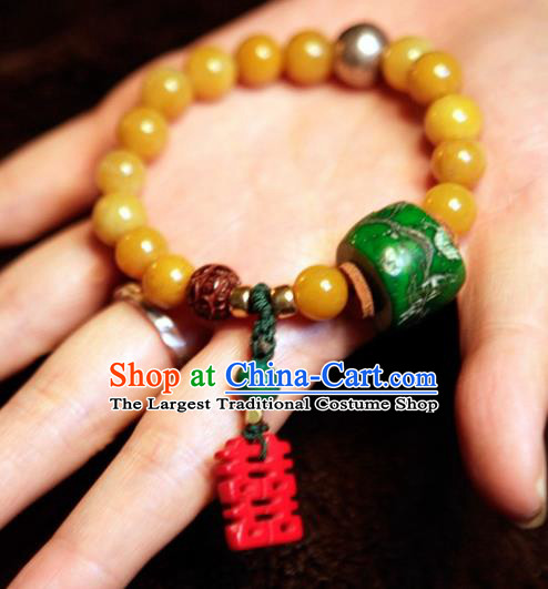 Handmade Chinese Classical Bracelet Ancient Palace Coral Wedding Hanfu Bangle Accessories for Women