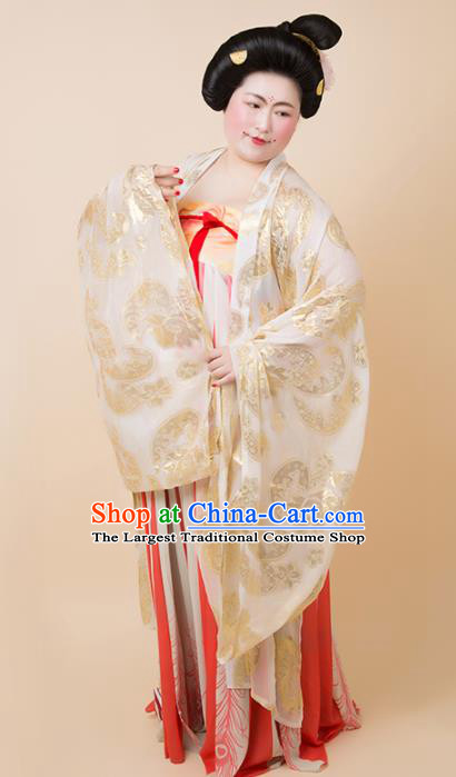 Chinese Traditional Tang Dynasty Court Large Size Historical Costume Ancient Imperial Consort Hanfu Dress for Women