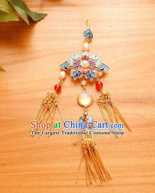 Chinese Handmade Palace Blueing Accessories Ancient Queen Brooch Headwear for Women
