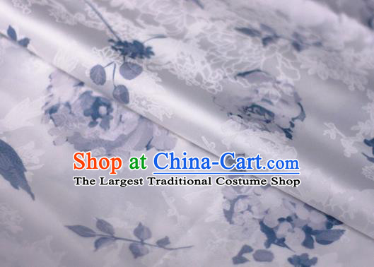 Chinese Traditional Satin Fabric Material Classical Pattern Design White Brocade Cheongsam Silk Fabric