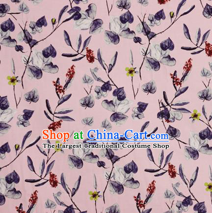 Chinese Traditional Fabric Classical Leaf Pattern Design Pink Brocade Cheongsam Satin Material Silk Fabric