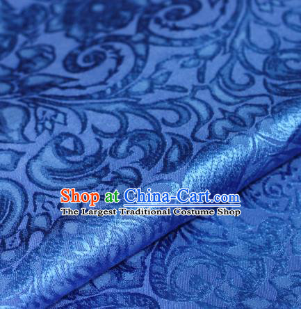 Chinese Traditional Cheongsam Fabric Classical Pattern Blue Brocade Satin Material Silk Fabric