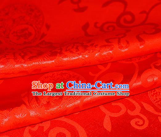 Chinese Traditional Hanfu Royal Rich Pattern Red Brocade Material Cheongsam Classical Fabric Satin Silk Fabric