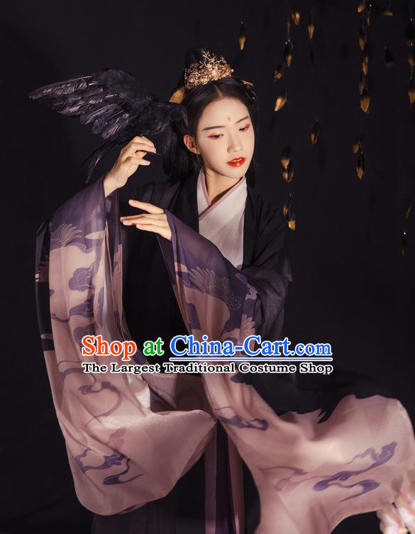 Chinese Ancient Jin Dynasty Palace Lady Embroidered Hanfu Dress Traditional Historical Costume for Women