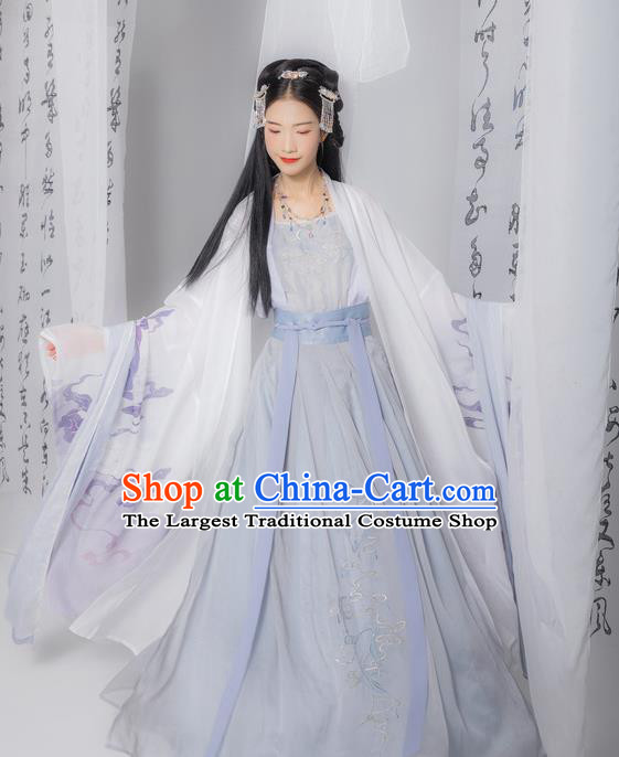 Chinese Ancient Tang Dynasty Princess Embroidered Hanfu Dress Traditional Historical Costume for Women