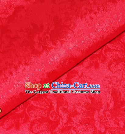 Chinese Traditional Cheongsam Fabric Rosy Brocade Material Hanfu Classical Satin Silk Fabric