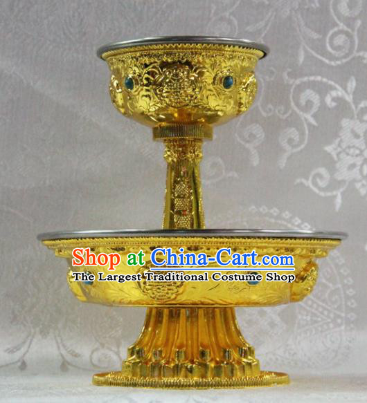 Chinese Traditional Buddhism Brass Cup Tray Feng Shui Items Vajrayana Buddhist Teaboard Decoration