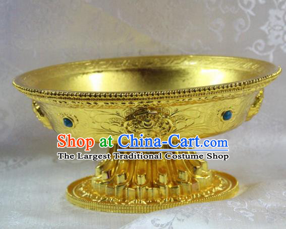 Chinese Traditional Buddhism Brass Tray Feng Shui Items Vajrayana Buddhist Teaboard Decoration