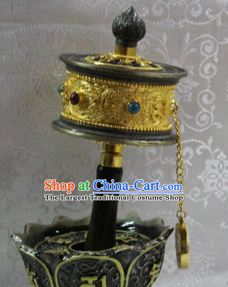 Chinese Traditional Buddhism Brass Pray Wheel Feng Shui Items Vajrayana Buddhist Decoration