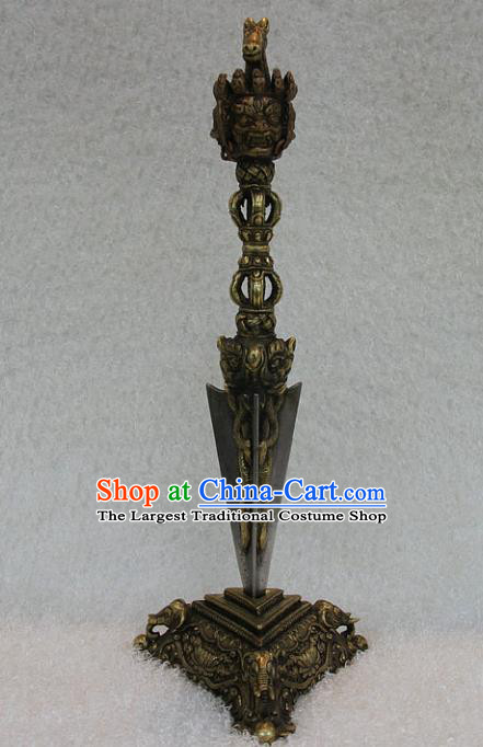 Chinese Traditional Feng Shui Items Buddhism Dorje Phurba Buddhist Carving Copper Vajra Pestle