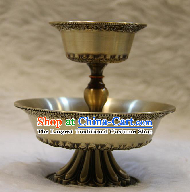 Chinese Traditional Buddhist Offersacrifice Buddha Brass Cup Decoration Tibetan Buddhism Feng Shui Items