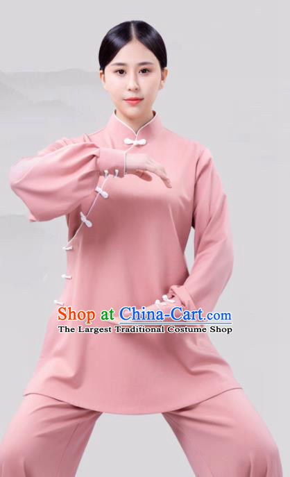 Traditional Chinese Martial Arts Competition Pink Costume Tai Ji Kung Fu Training Clothing for Women
