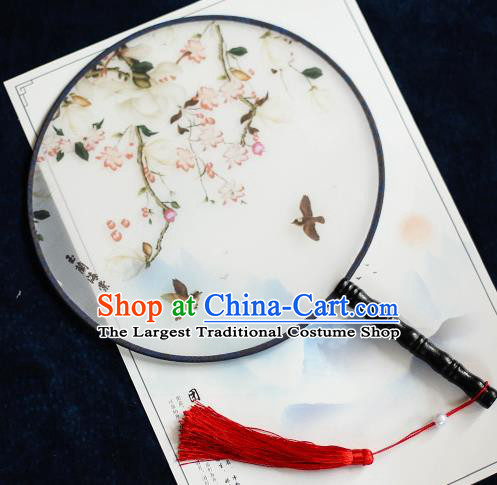 Chinese Traditional Printing Malus Spectabilis Silk Round Fans Handmade Classical Palace Fans for Women