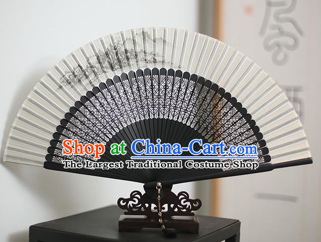 Chinese Handmade Ink Painting Fans Classical Accordion Traditional Folding Fans for Women